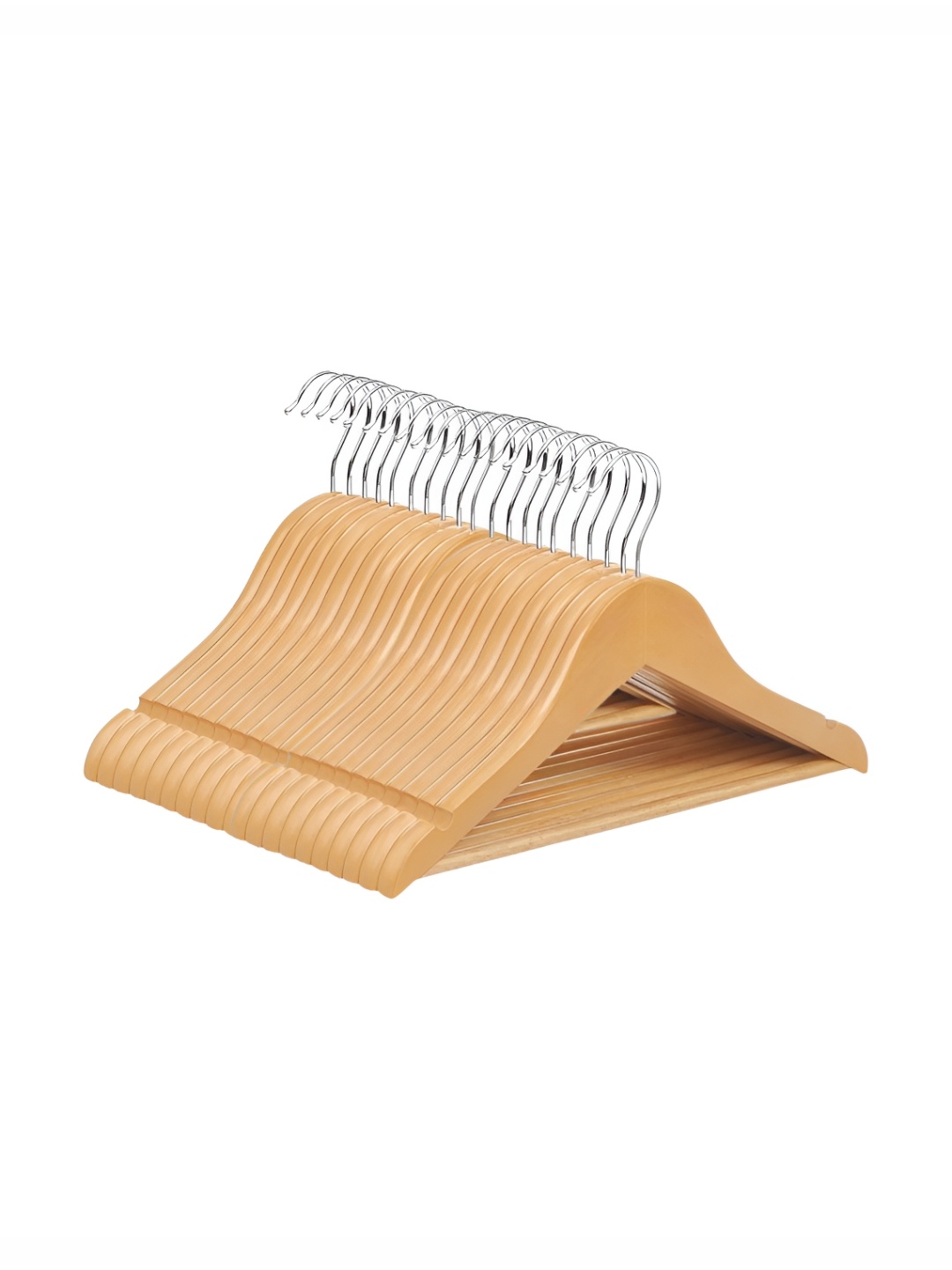 

SuperGeneriX Beige 20 Pieces Wooden Clothes Open Ended Hangers
