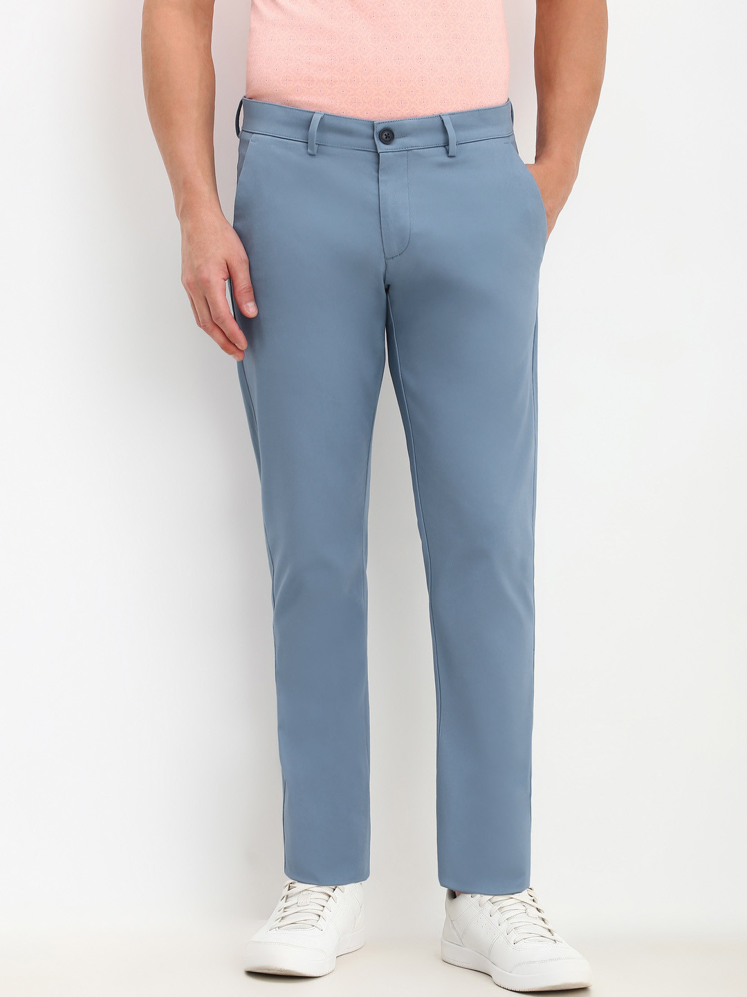 

Allen Solly Men Smart Slim Fit Trousers, Blue