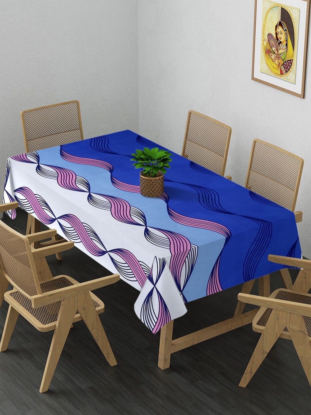 

Arrabi Blue & White Printed 6-Seater Table Cover