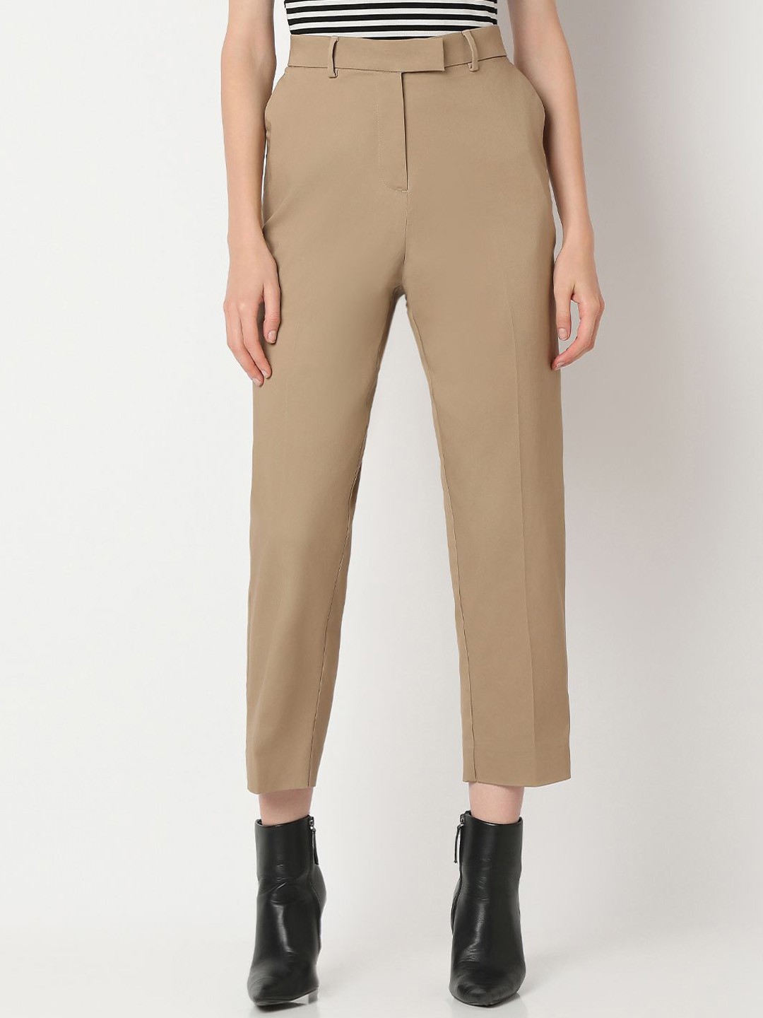 

Vero Moda Women Slim Fit Formal Trousers, Brown