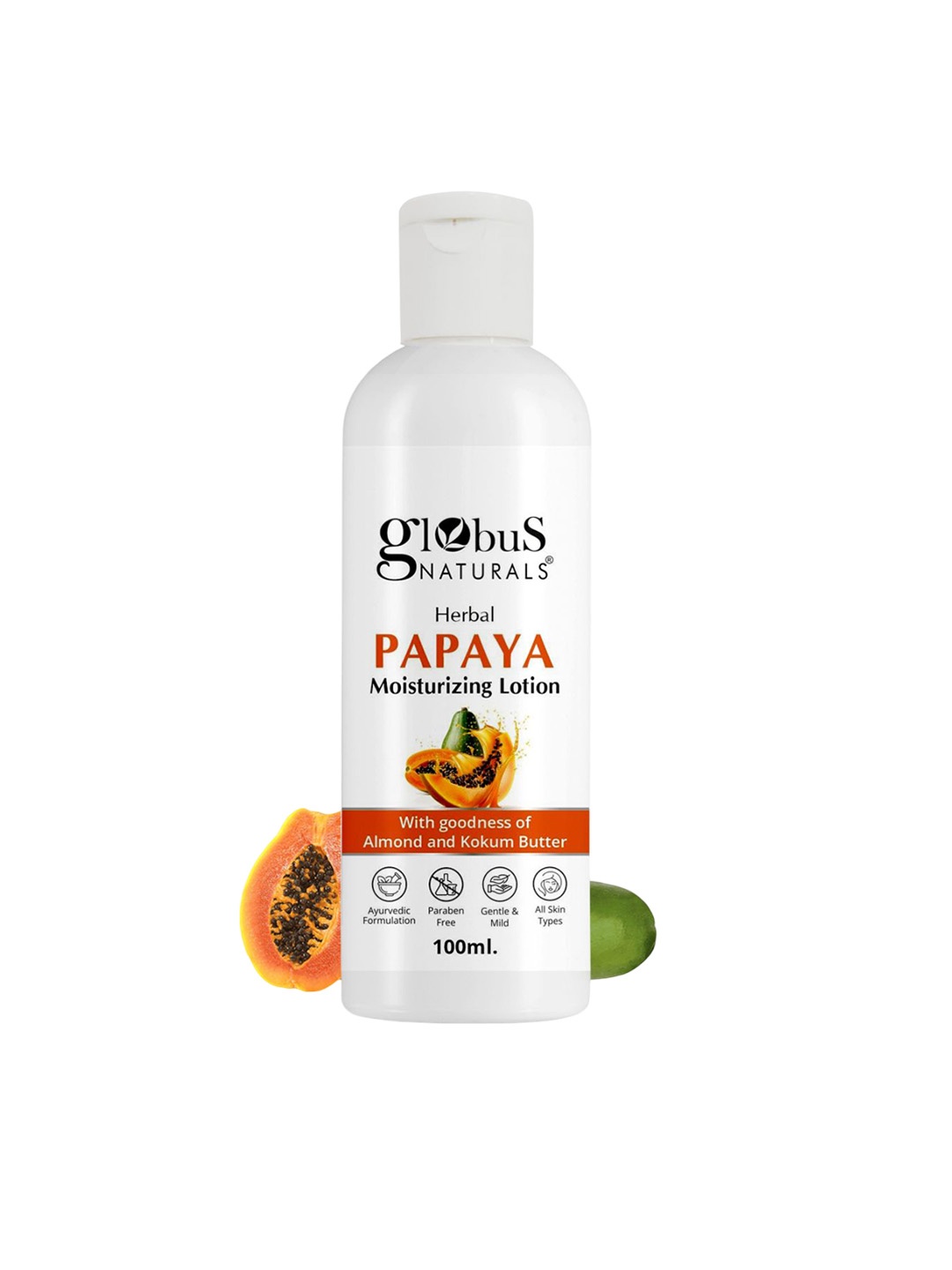

Globus naturals Herbal Papaya Moisturizing Body Lotion With Almond - 100 ml, White
