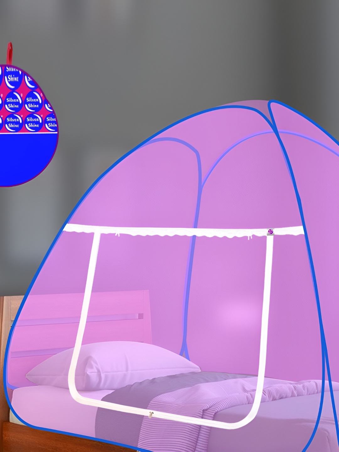 

Silver Shine Purple & White Tent Mosquito Net