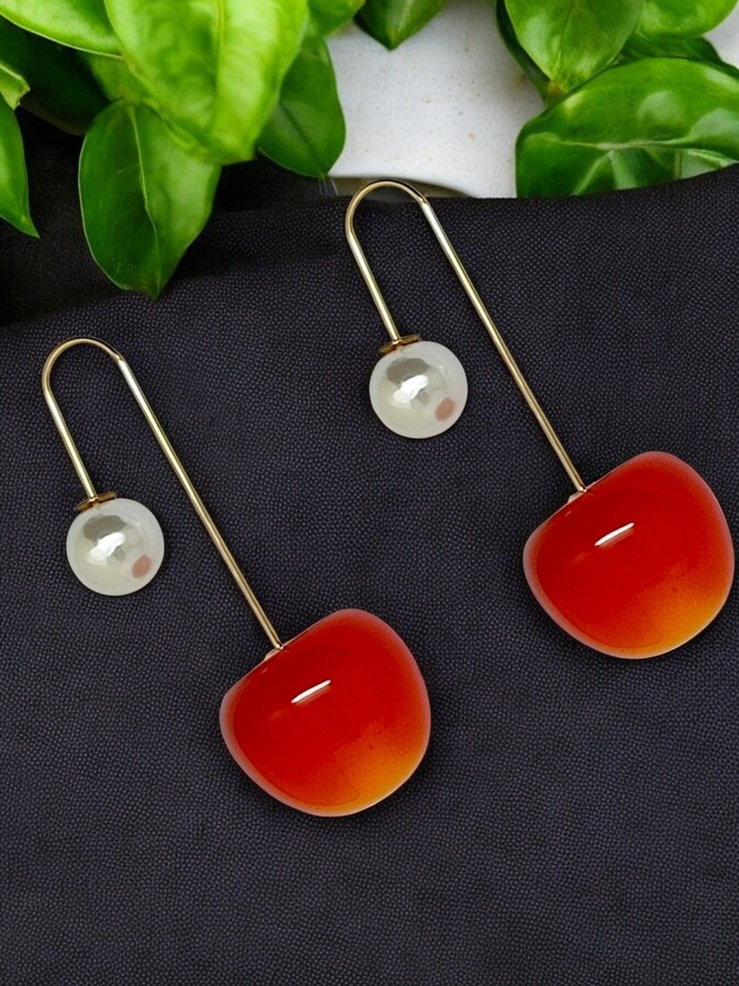 

FEMMIBELLA Gold-Plated Big Cherry Drop Earrings