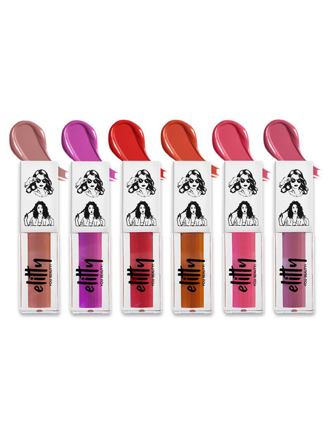 

Elitty Set Of 6 You Beauty Matte Max Liquid Lipstick With Jojoba Oil - 4 ml Each, Purple