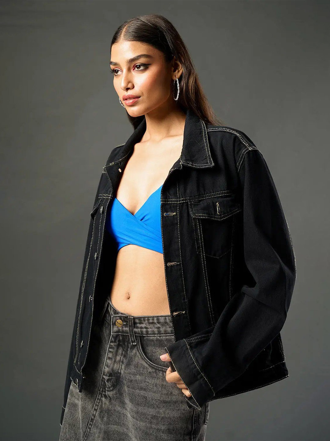 

FREAKINS Women Denim Jacket, Black