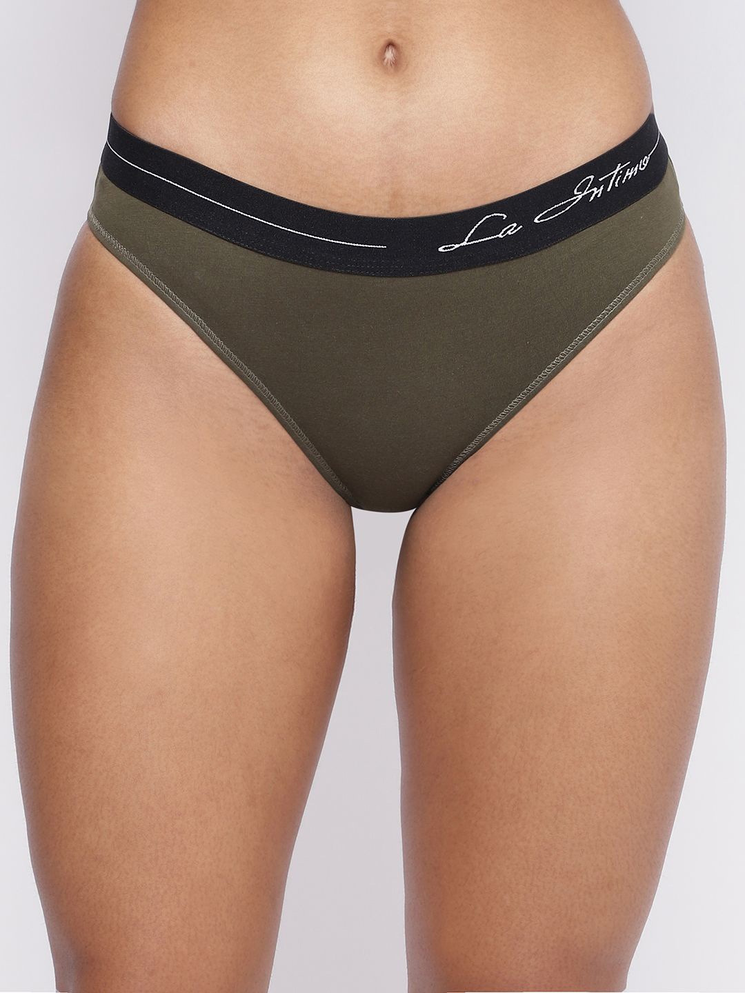 

La Intimo Women Typography Printed Mid-Rise Hipster Briefs LIPBR08, Olive
