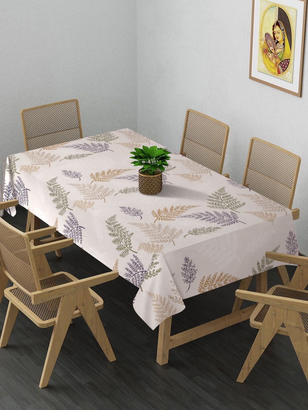 

Arrabi Beige & White Floral Printed 8-Seater Table Cover