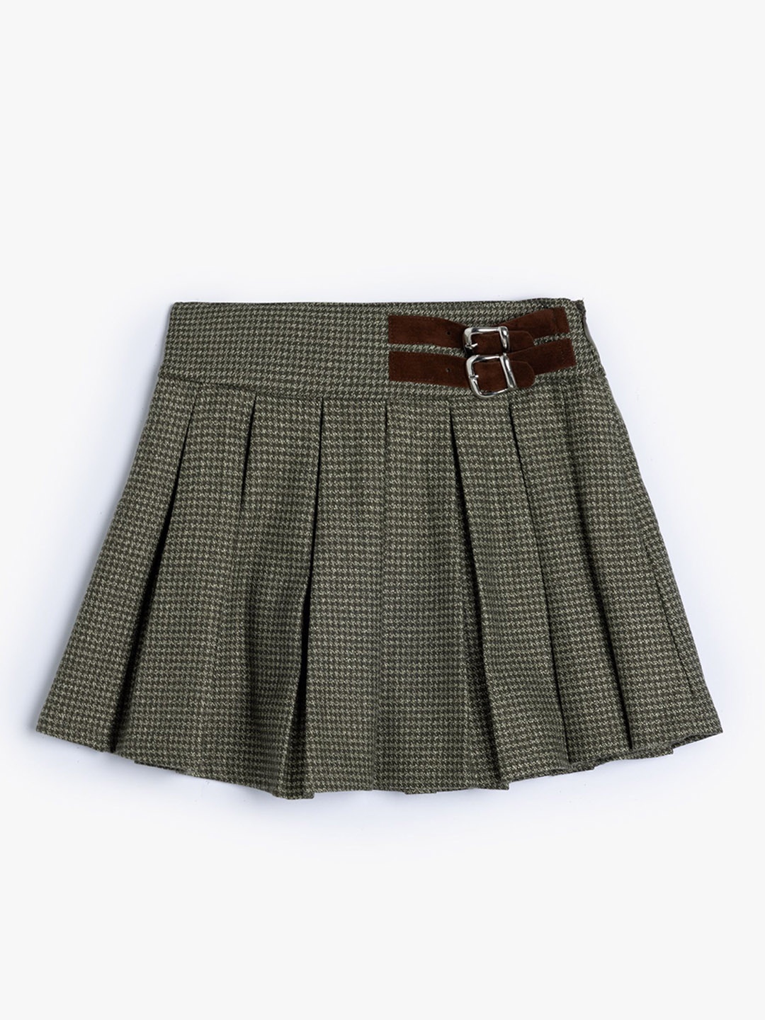 

Koton Girls Printed Knife Pleated Flared Skirt, Green