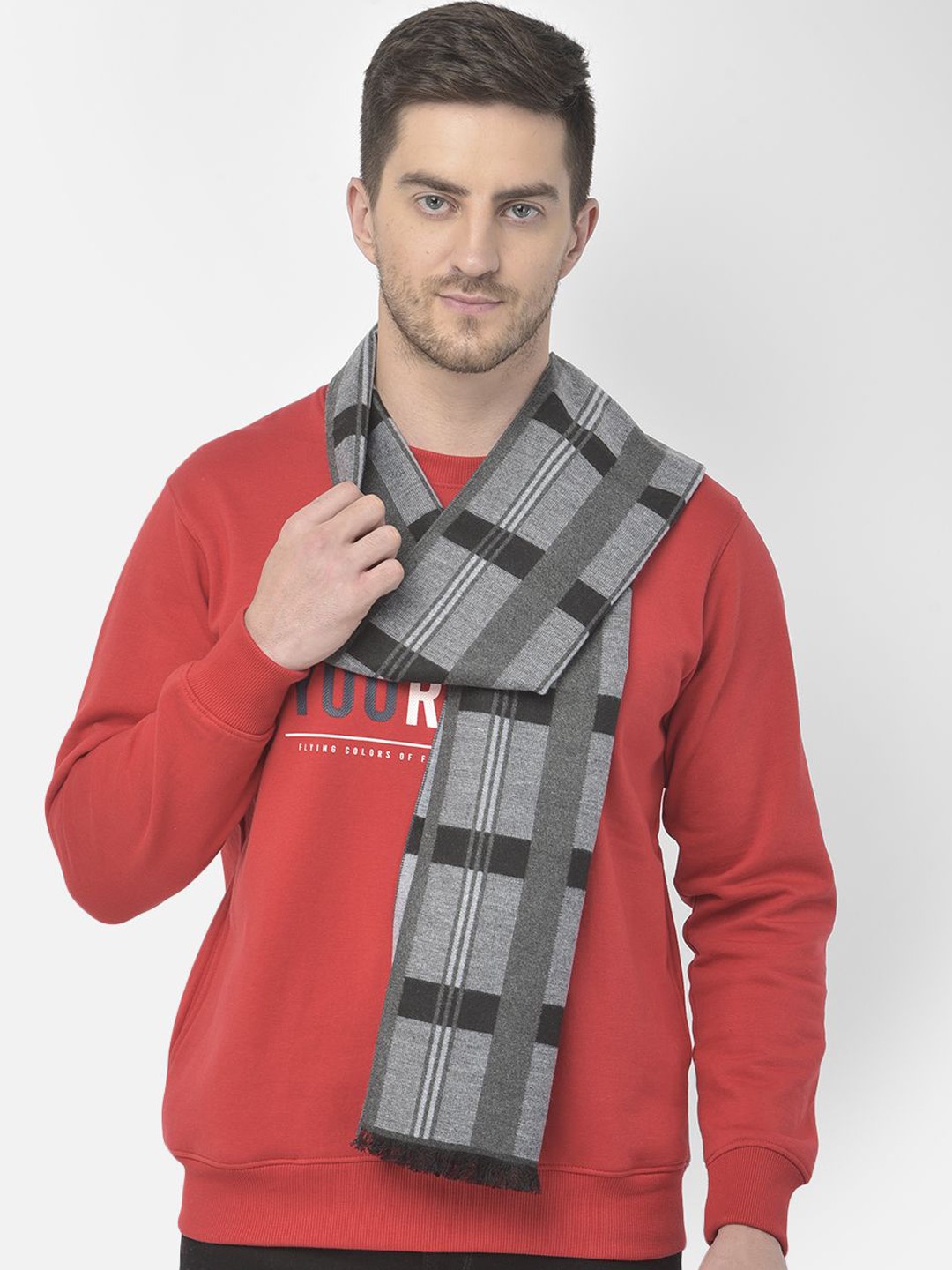 

Cazzano Men Acrylic Checked Mufflers, Grey