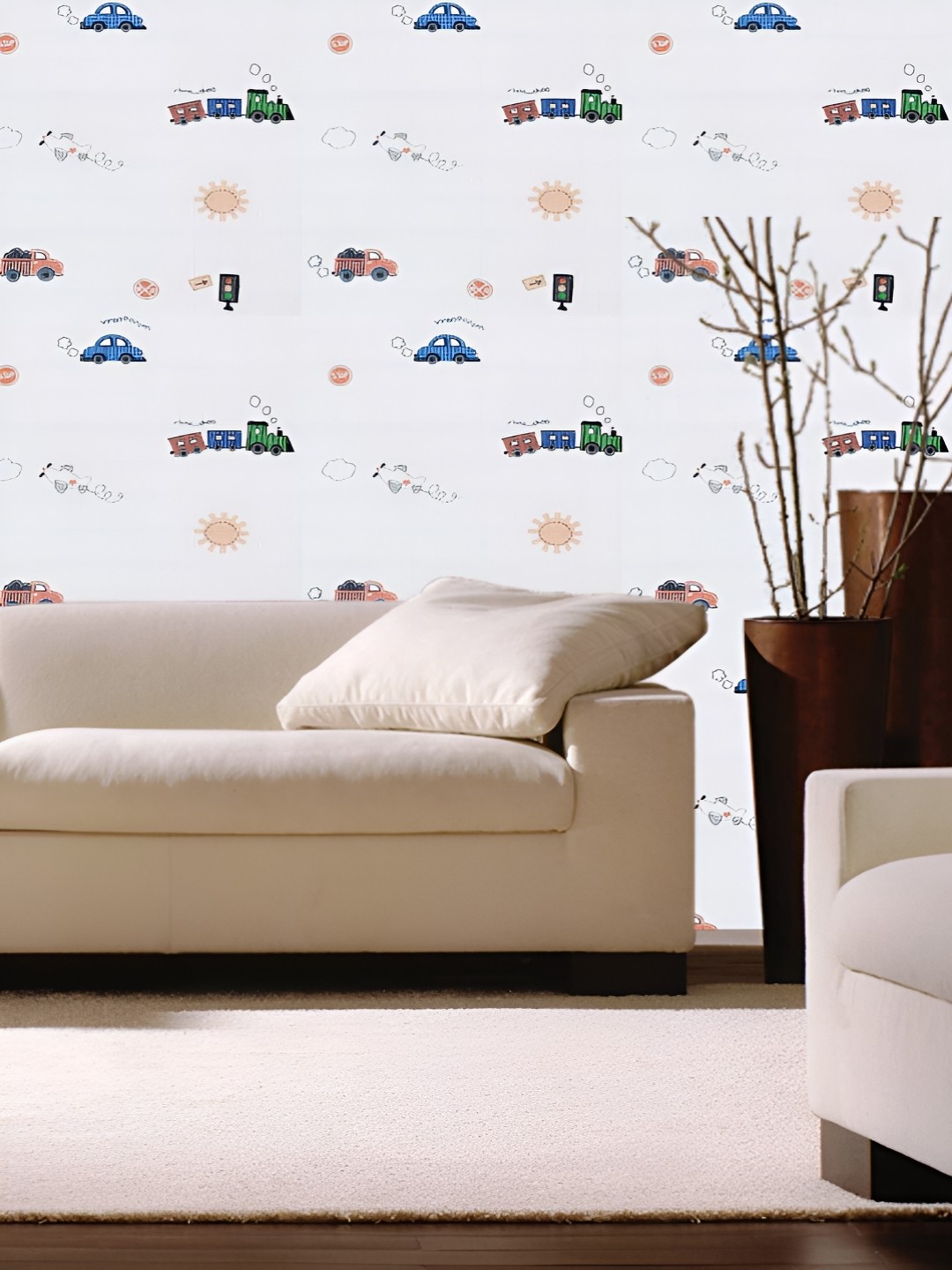 

Asian royal White & Blue Printed Self-Adhesive Wallpaper