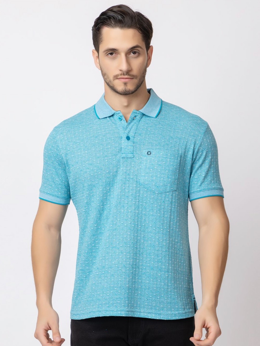 

ARIIX Men Self Design Polo Collar Cotton T-shirt, Blue