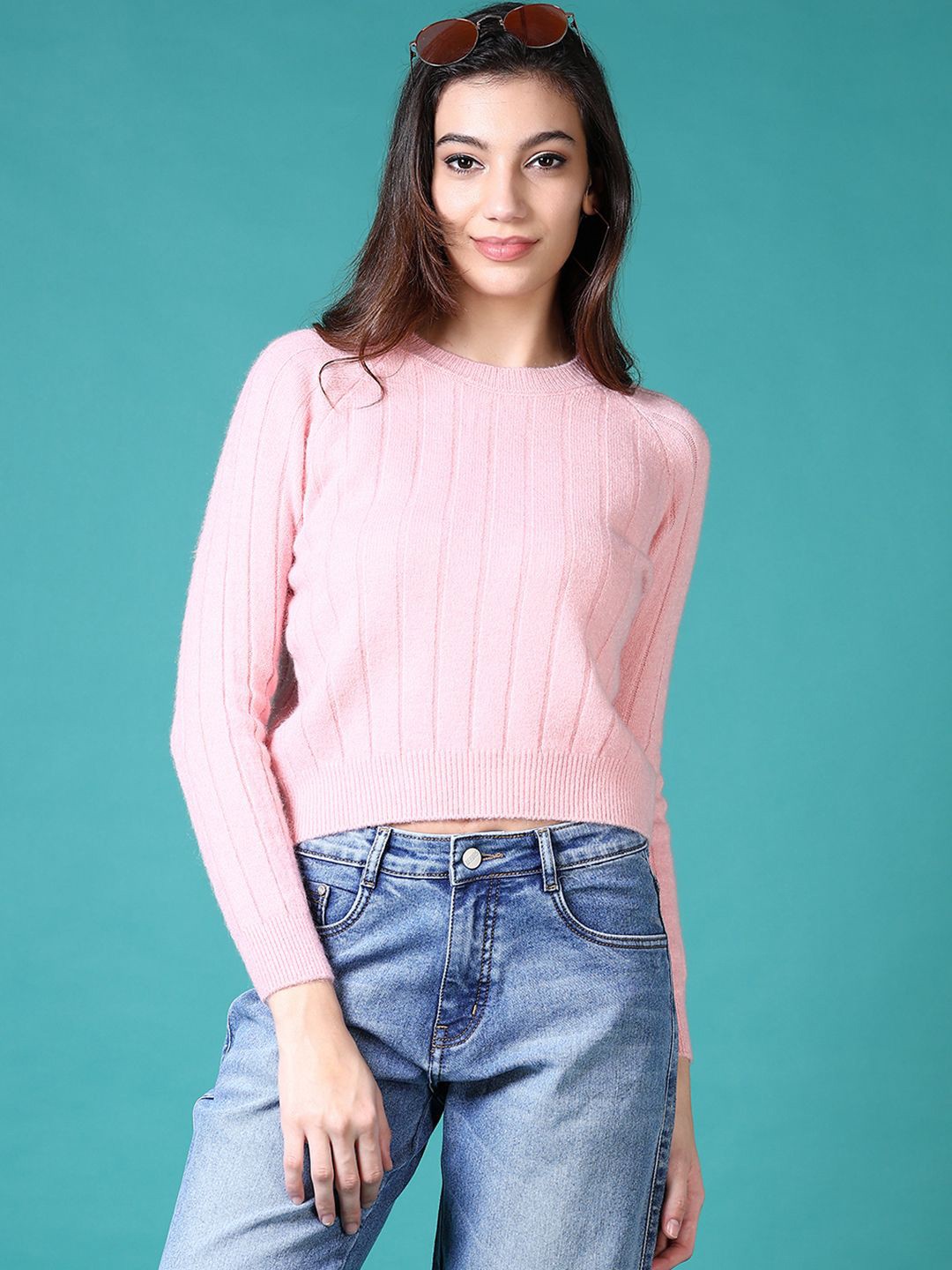 

V-Mart Women Cotton Striped Pullover, Pink