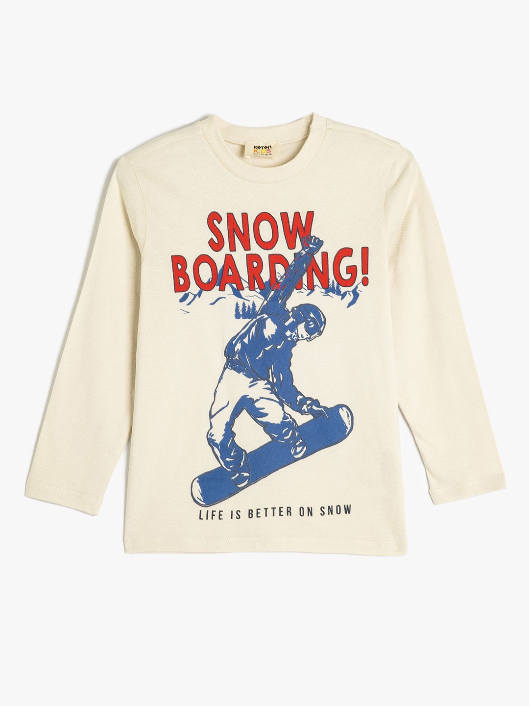 

Koton Boys Graphic Printed Round Neck Cotton T-shirt, Cream