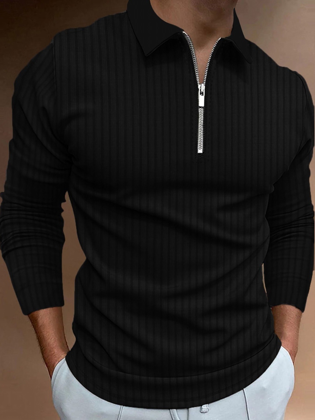 

StyleCast x Revolte Men Self Design Polo Collar T-shirt, Black
