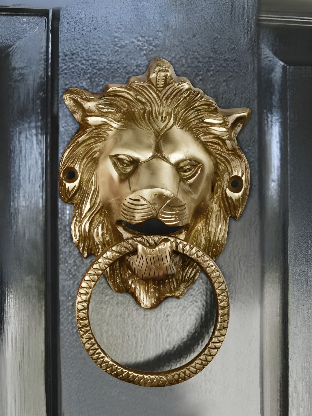

StyleMyWay Yellow Brass Textured Main Door Knocker, Gold