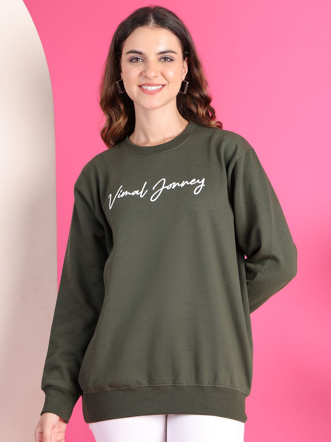 

VIMAL JONNEY Women Printed Sweatshirt, Green