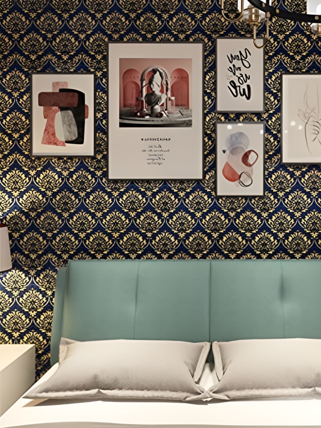 

Asian royal Blue & Beige Printed Self-Adhesive Waterproof Wallpaper