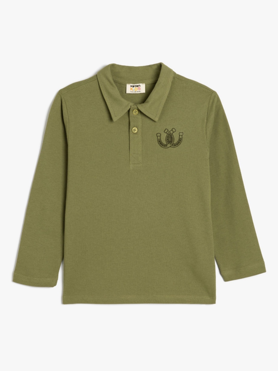 

Koton Boys Solid Polo Collar Cotton T-shirt, Olive