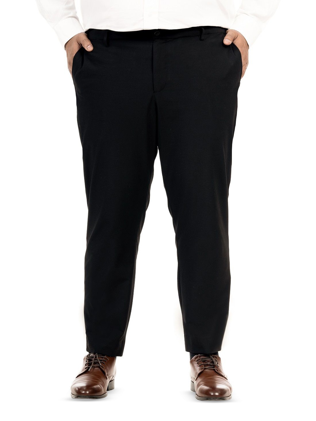 

The Pant Project Men Plus Size Comfort Slim Fit Wrinkle Free Formal Trouser, Black