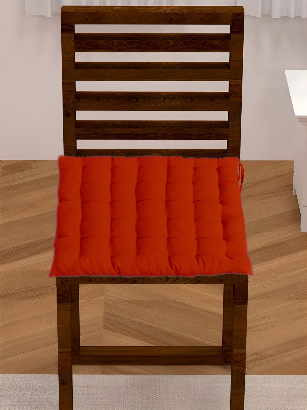 

Lushomes Red Square Shaped Cotton Chair Pad