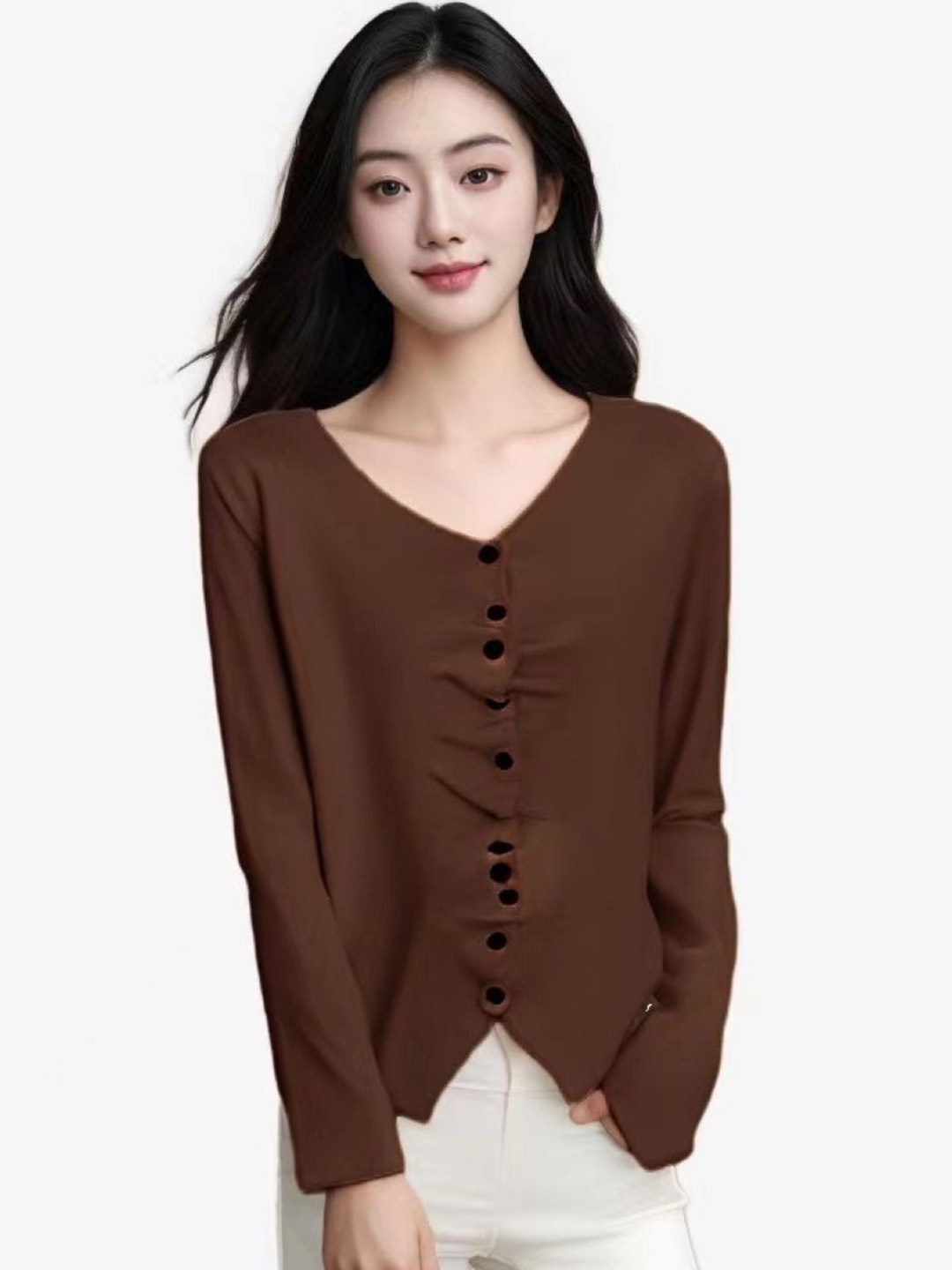 

StyleCast Women Long Sleeves Cardigan, Brown