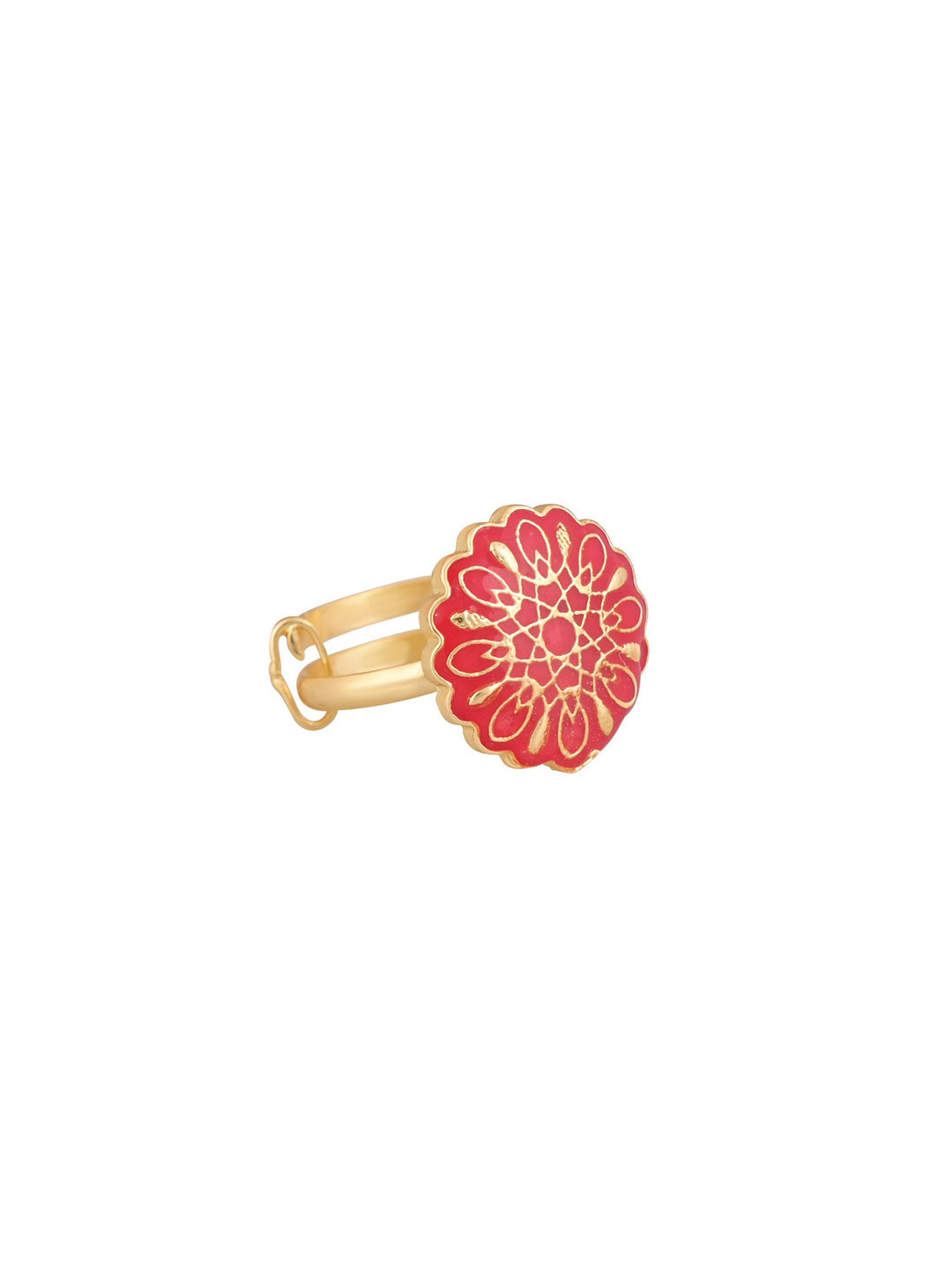 

House of Pataudi Gold Plated & Floral Charm Ring
