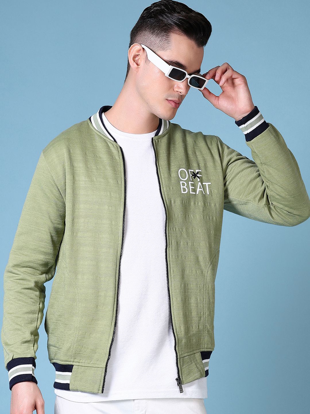 

V-Mart Men Printed Cotton Henley Neck Long Sleeves Sweatshirt, Sea green