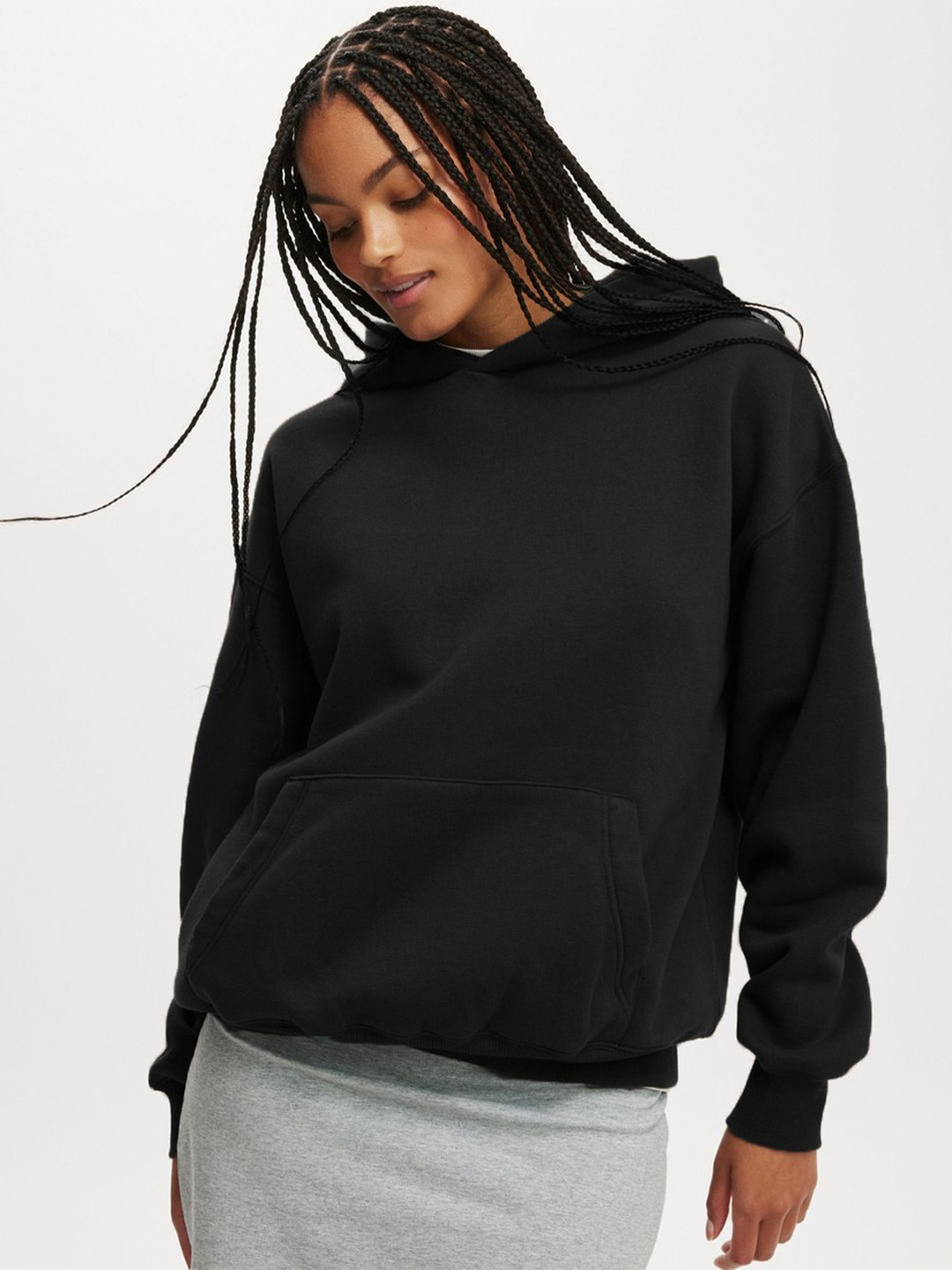 

CLAFOUTIS Women Hooded Long Sleeves Pullover Sweatshirt, Black