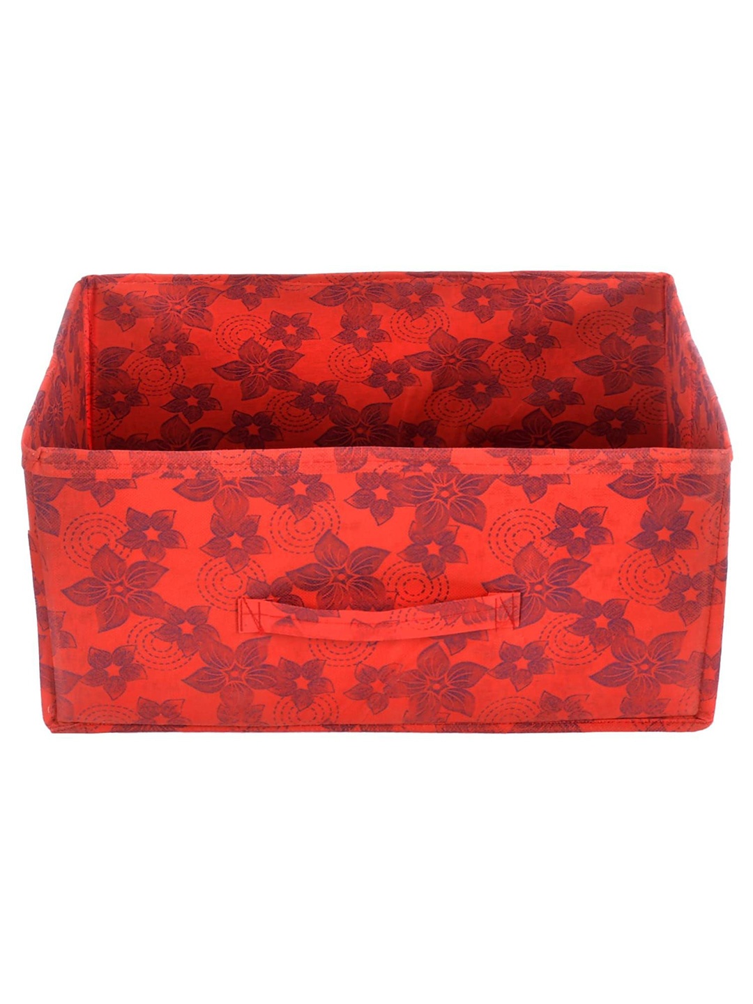 

Kuber Industries Red Floral Printed Multi-Utility Flodable Storage Box