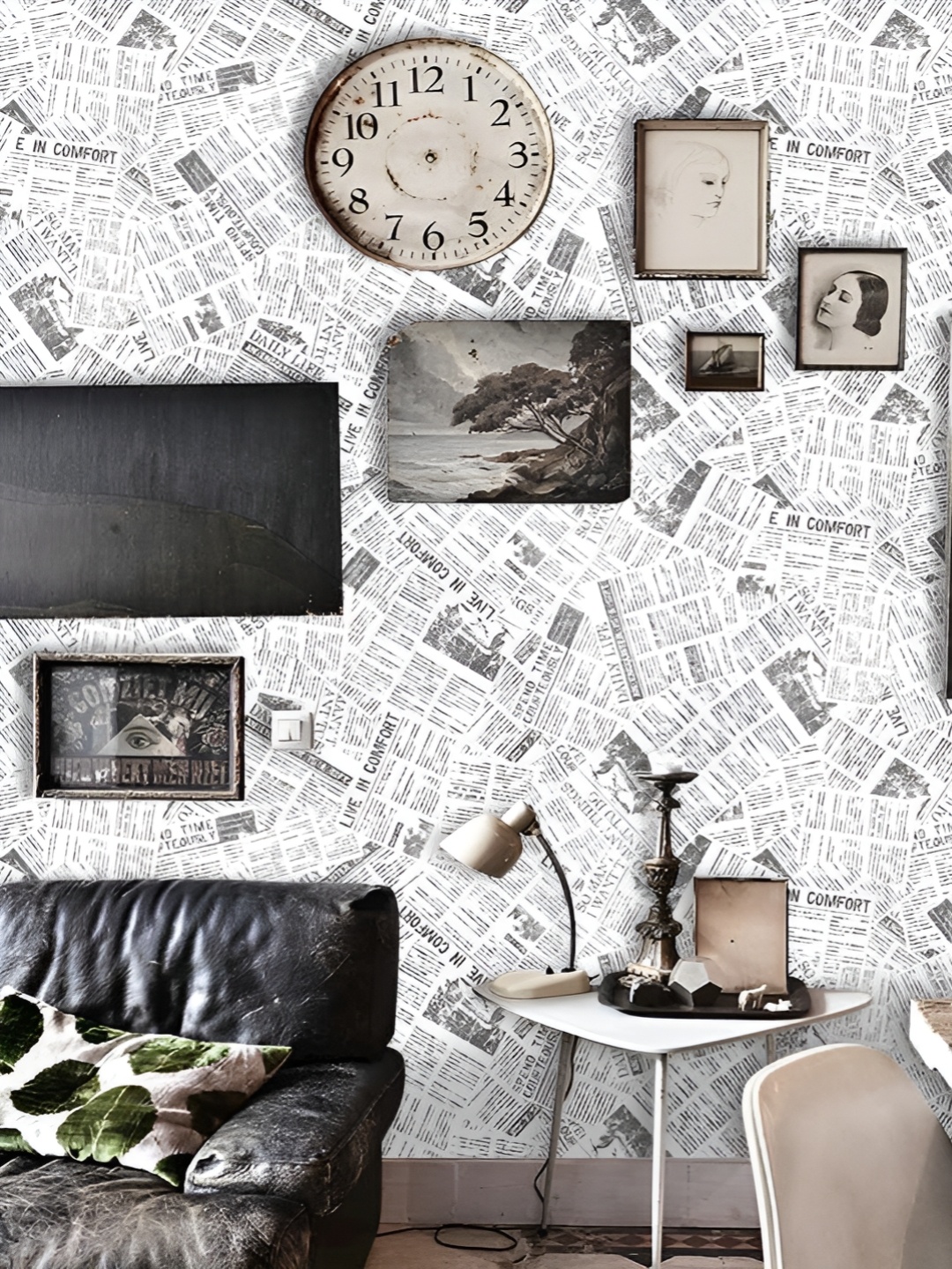 

Asian royal Grey & White Printed Waterproof Wallpaper