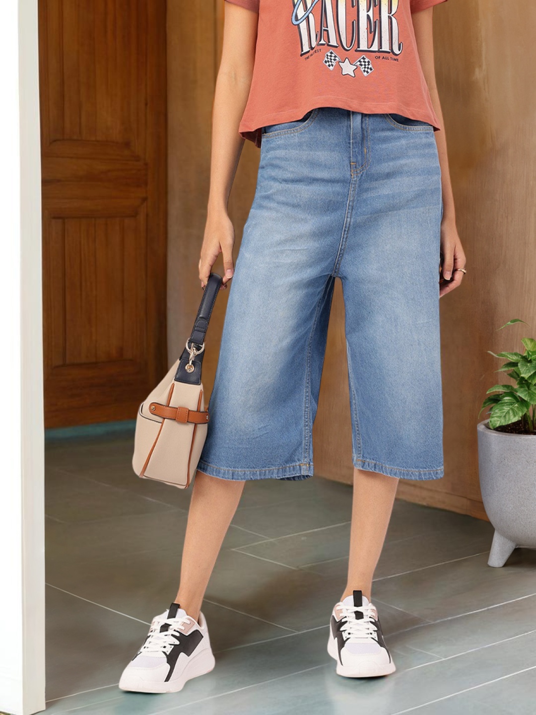 

DressBerry Women Blue Moods Denim Bermuda Shorts, Navy blue