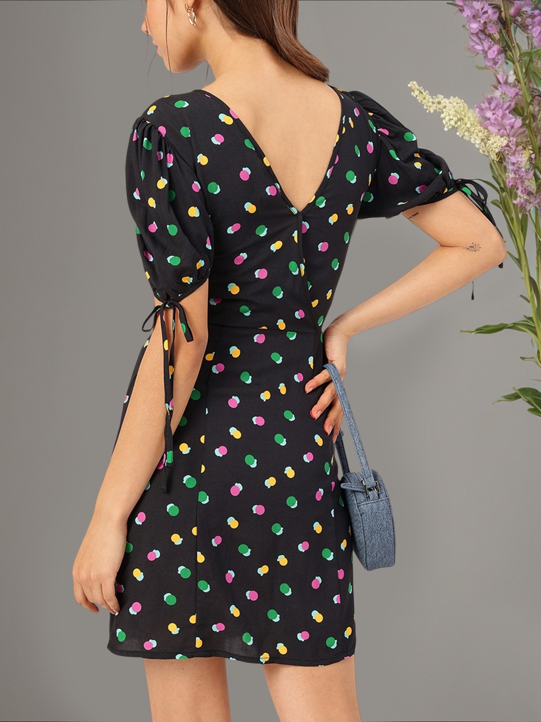 

DressBerry Geometric Play Printed Mini Dress, Black