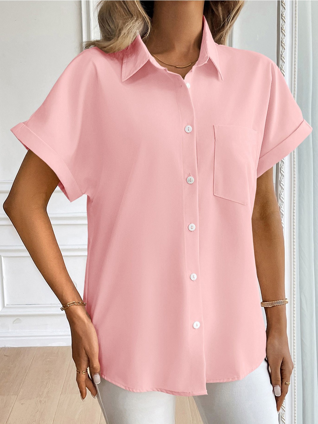 

StyleCast x Revolte Women Opaque Casual Shirt, Pink
