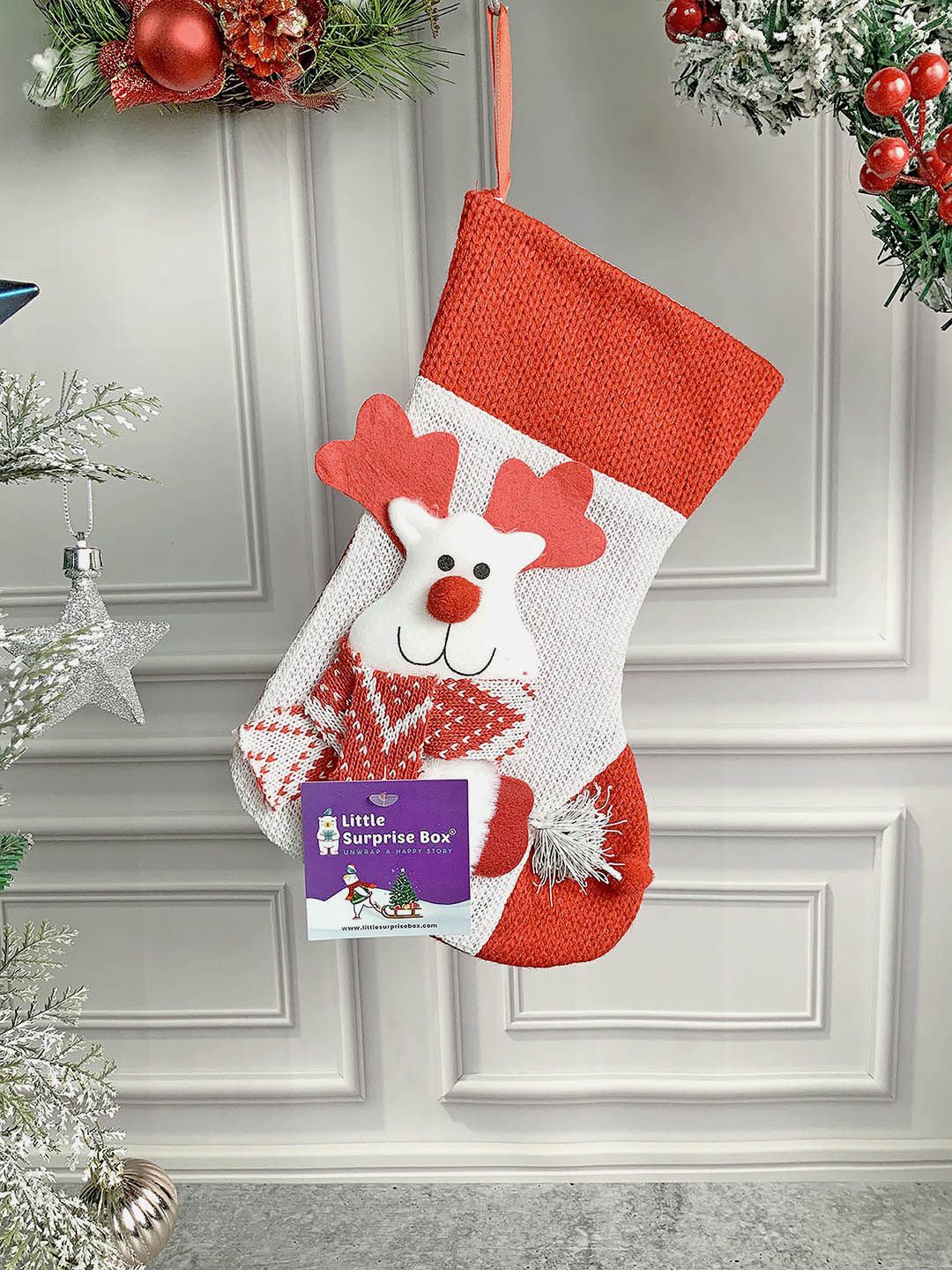 

Little Surprise Box LLP Kids White Christmas Stocking Festive Decor