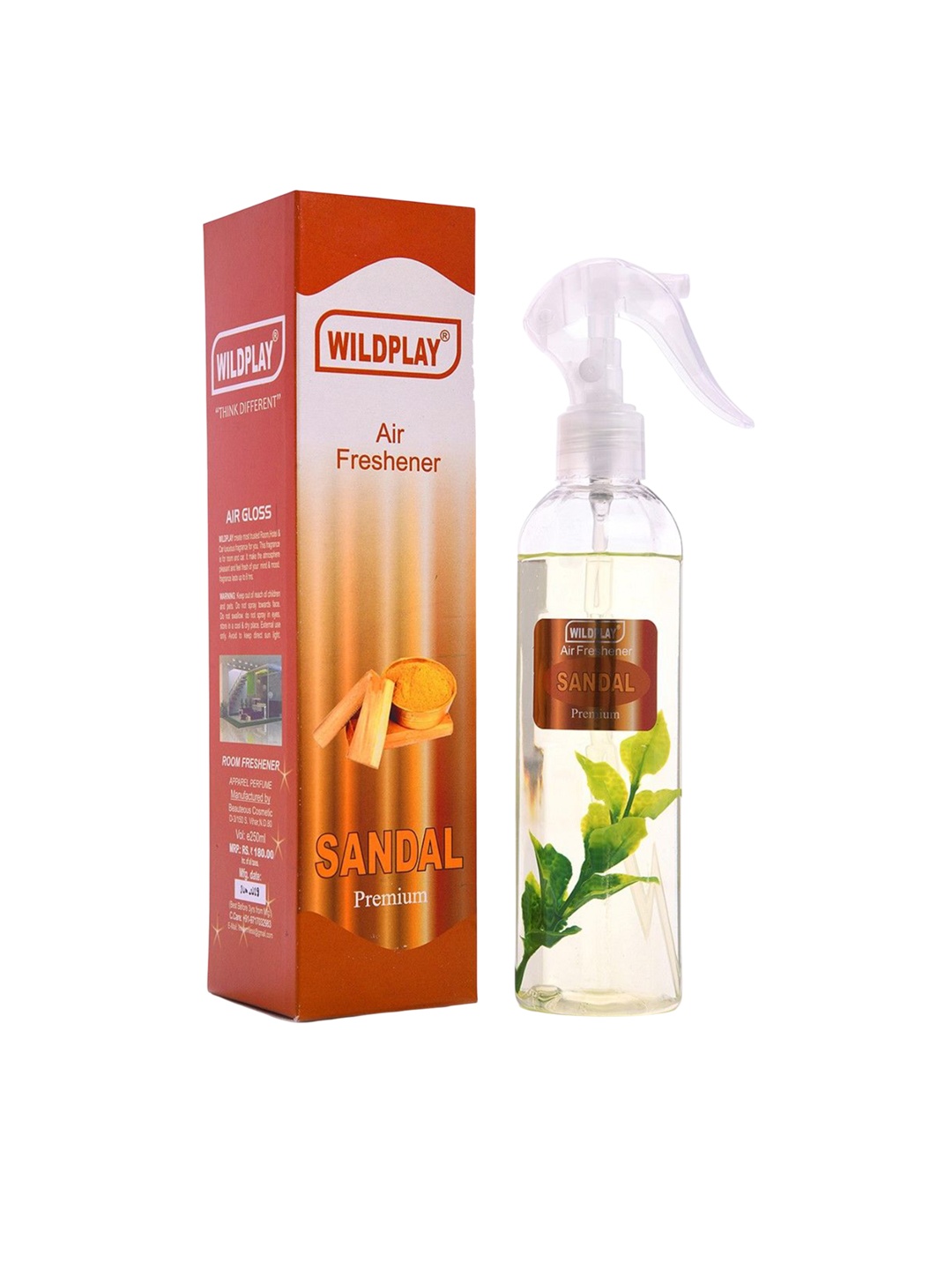 

WILDPLAY Gold Toned & Transparent Premium Sandal Room Air Freshener Spray - 250 ml