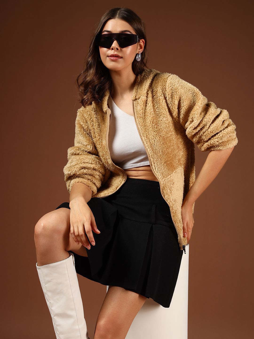 

The Dry State Women Hooded Sweatshirt, Camel brown