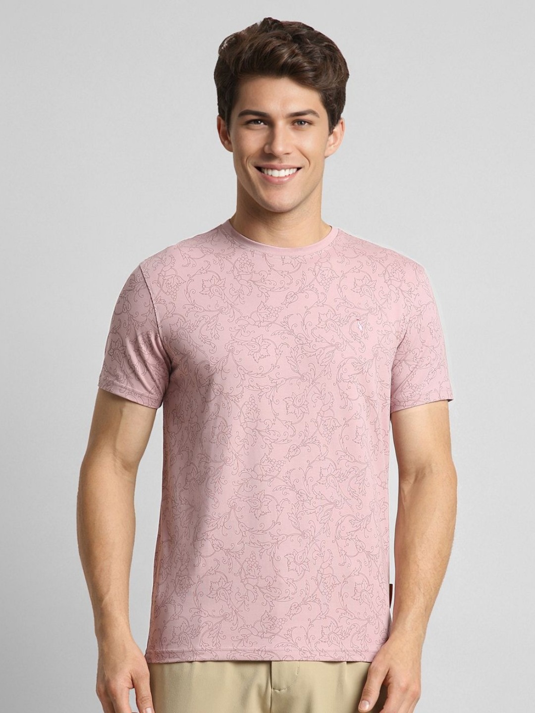 

SIMON CARTER LONDON Men Floral Printed Slim Fit T-shirt, Pink