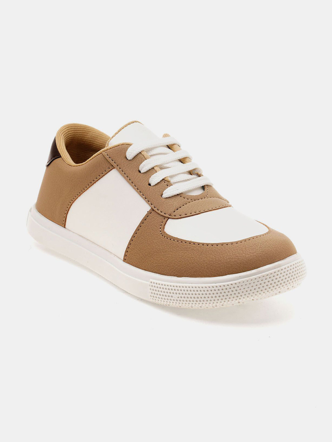 

R&B Boys Colourblocked PU Sneakers, Beige