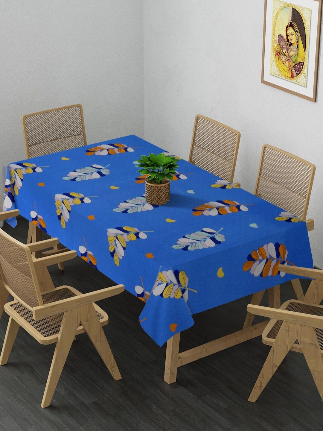 

Arrabi Blue & White Floral Printed8-Seater Table Cover