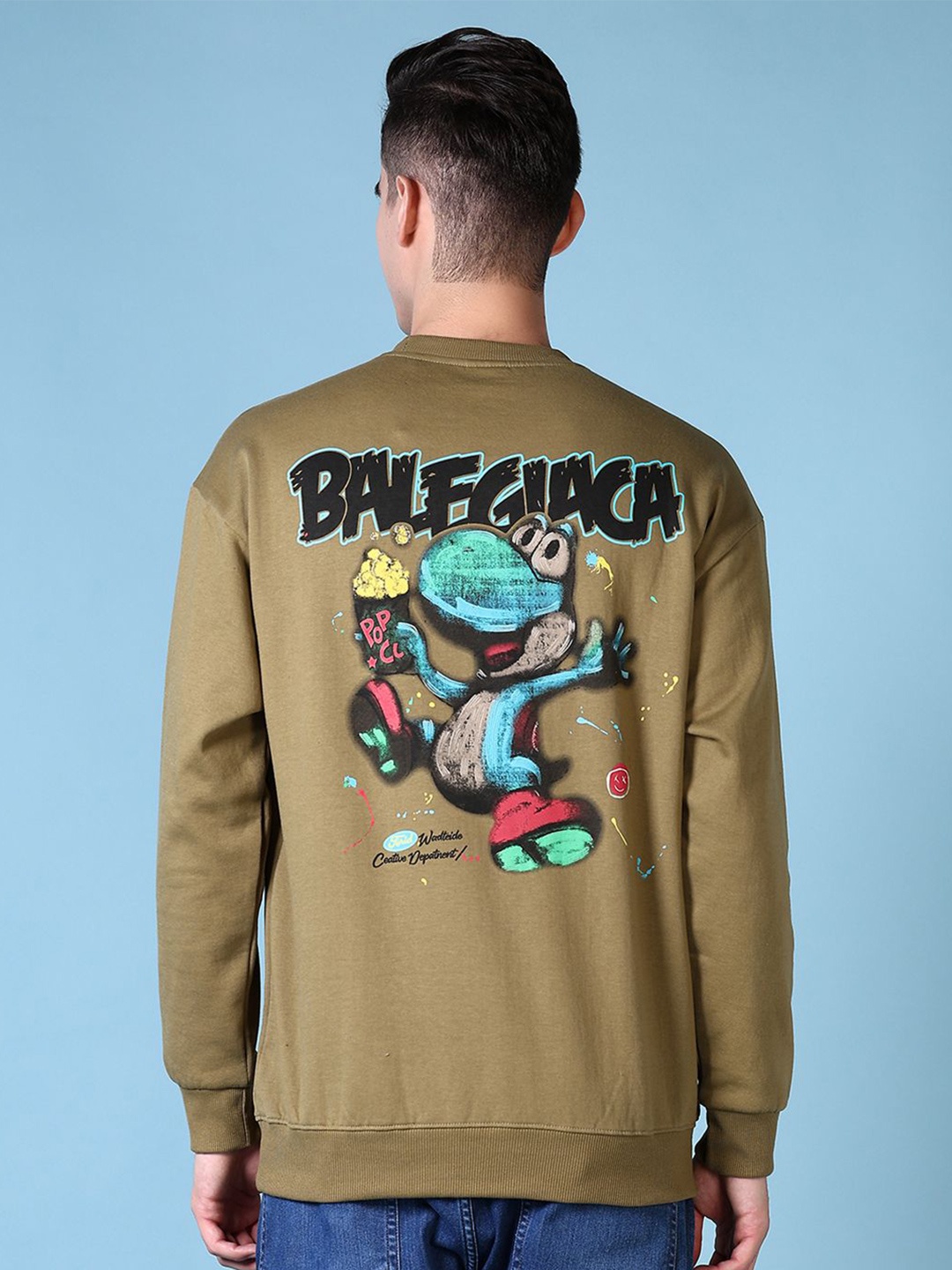 

V-Mart Men Printed Cotton Round Neck Long Sleeves Sweatshirt, Green