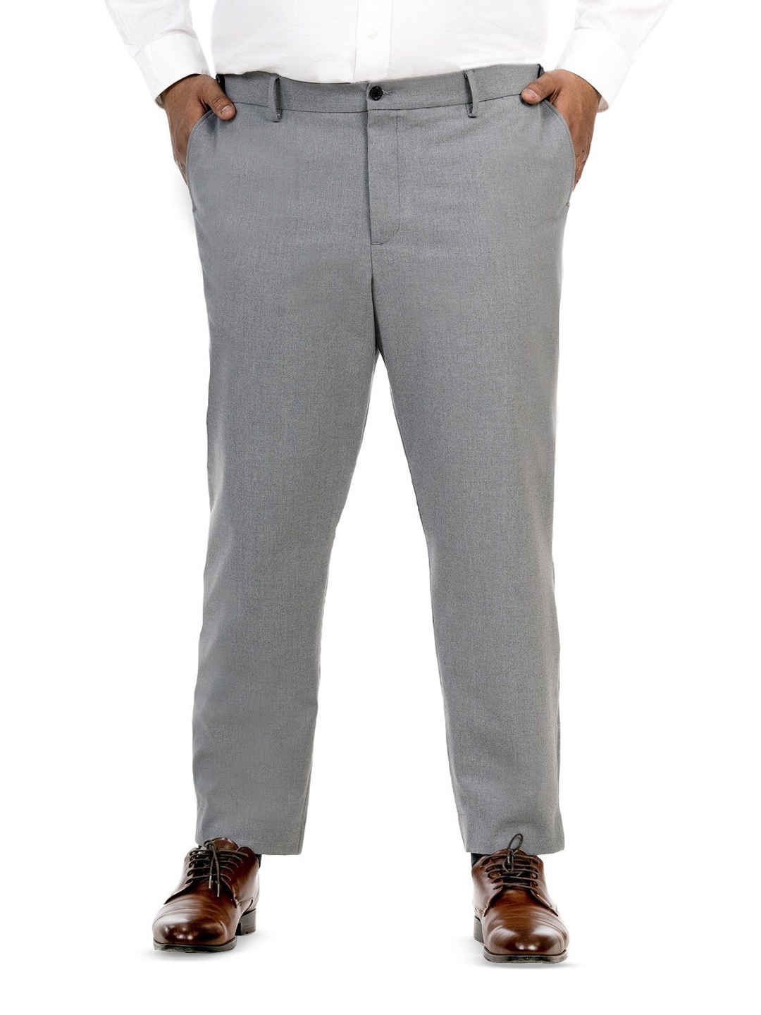 

The Pant Project Men Plus Size Comfort Slim Fit Wrinkle Free Formal Trouser, Grey