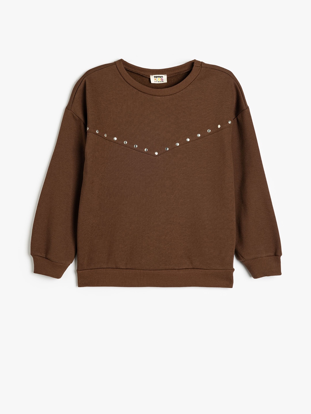 

Koton Girls Long Sleeves Pullover Sweatshirt, Brown