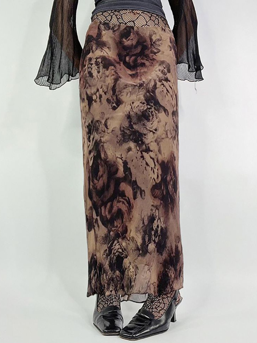 

StyleCast x Revolte Women Abstract Printed A-Line Maxi Skirt, Brown