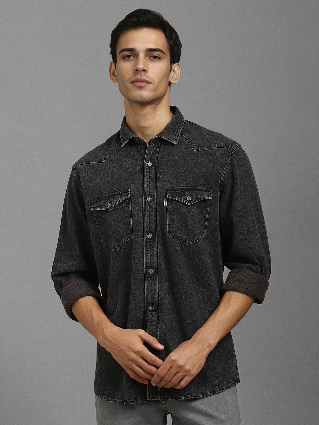 

Louis Philippe Jeans Men Slim Fit Opaque Casual Shirt, Charcoal