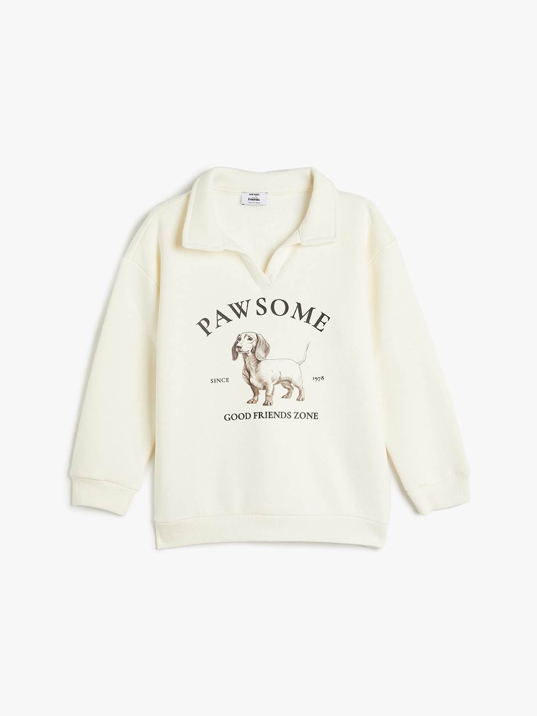 

Koton Boys Printed Shirt Collar Pullover Sweatshirt, Beige