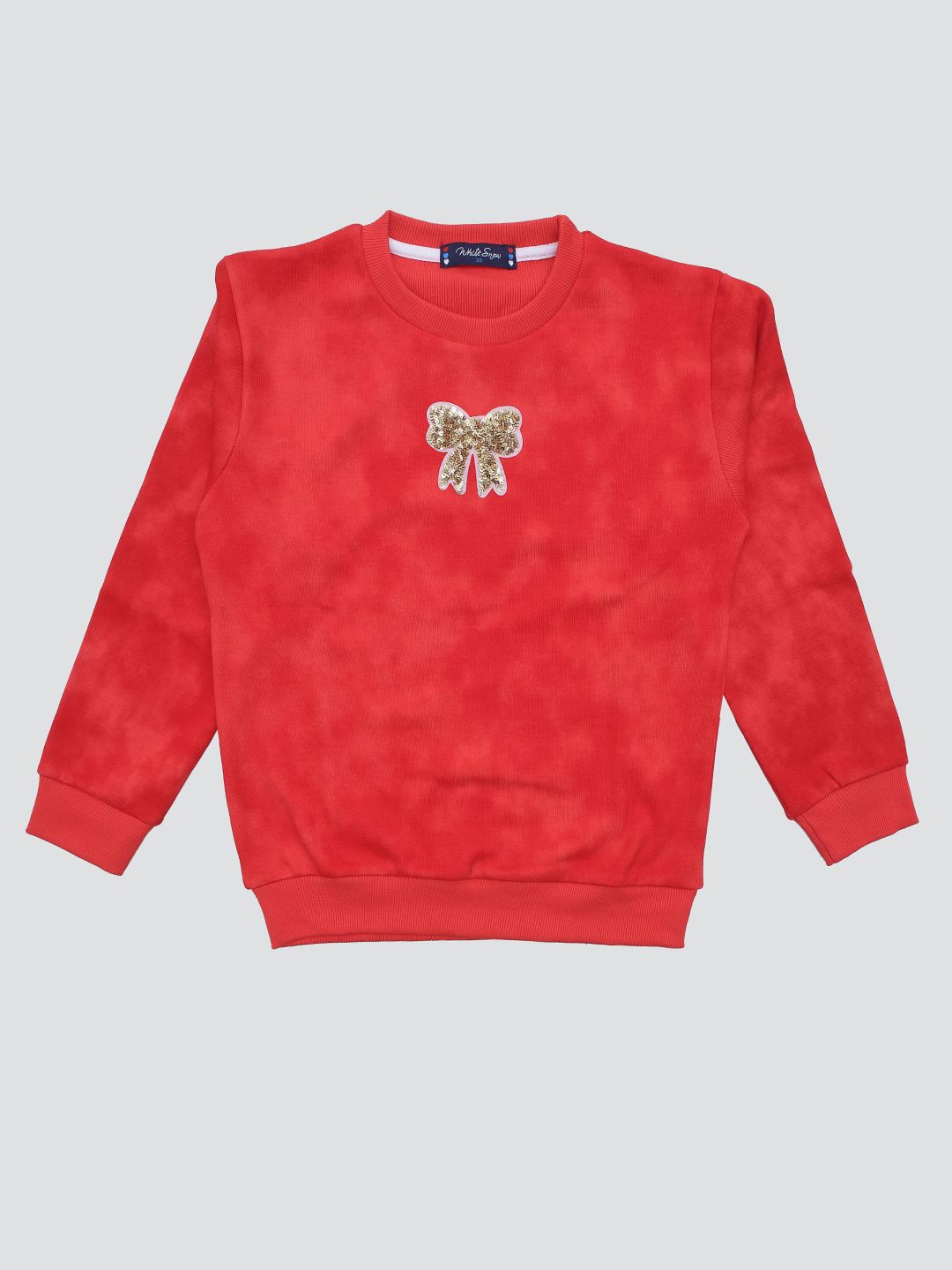 

White Snow Girls Printed Sweatshirt, Red