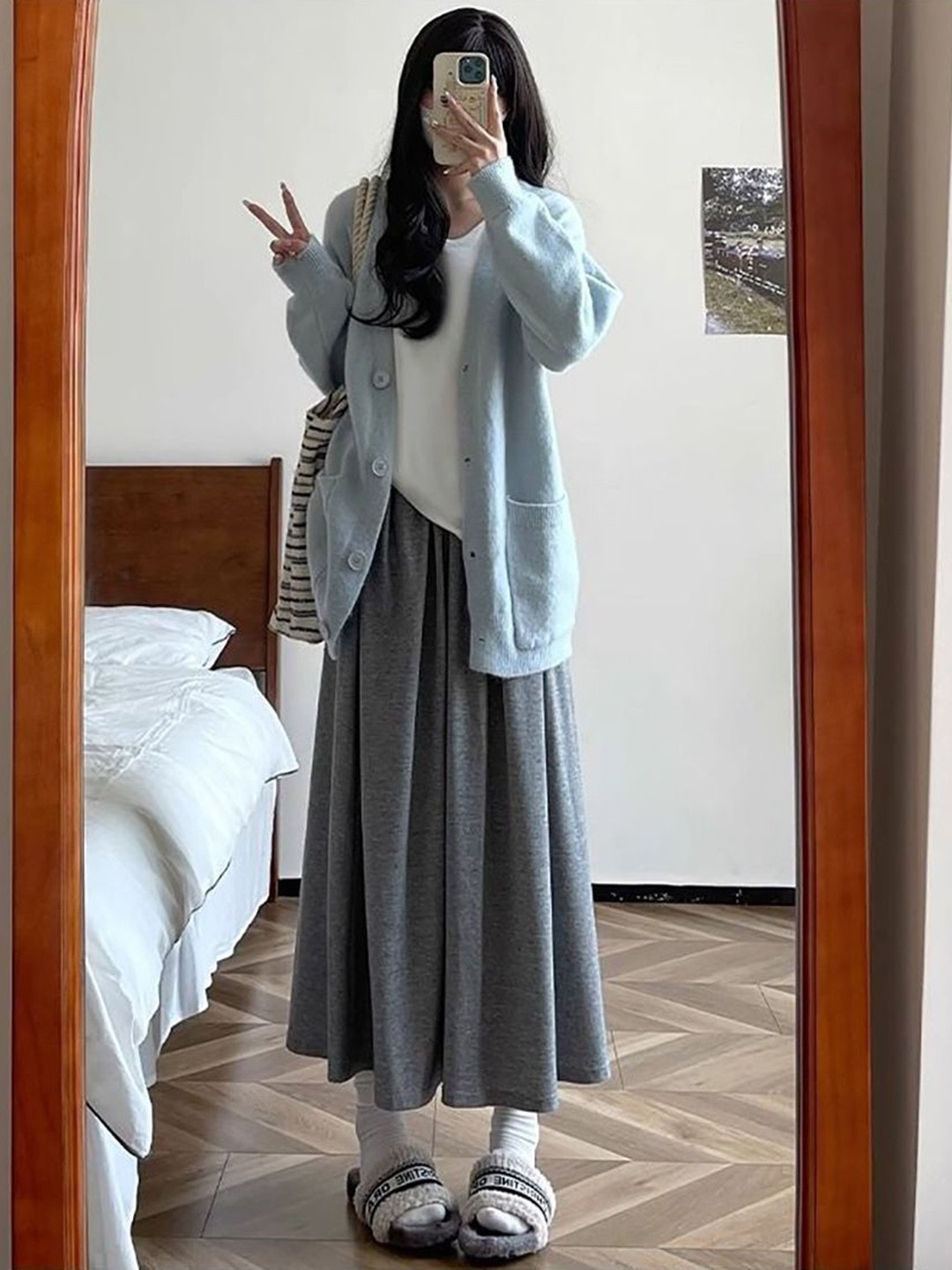 

StyleCast x Revolte Women Flared Maxi Skirt, Grey