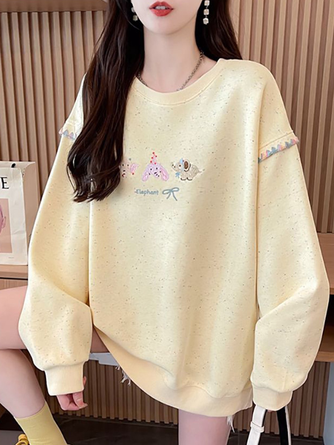 

StyleCast x Revolte Women Printed Cotton Round Neck Long Sleeves Sweatshirt, Yellow