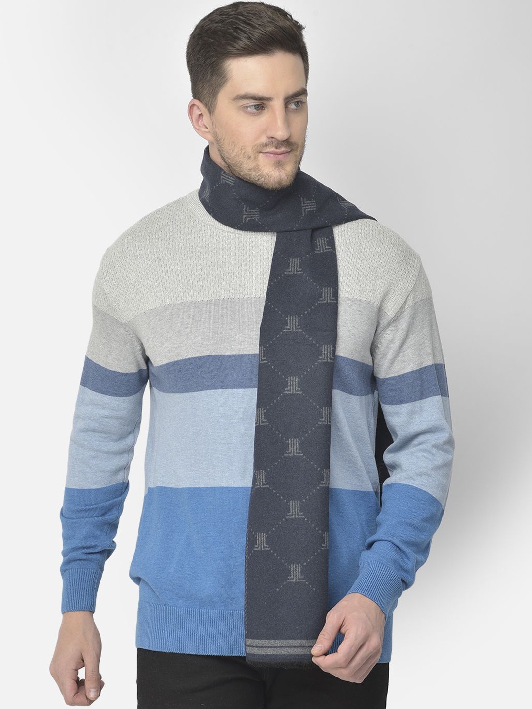 

Cazzano Men Striped Acrylic Mufflers, Blue