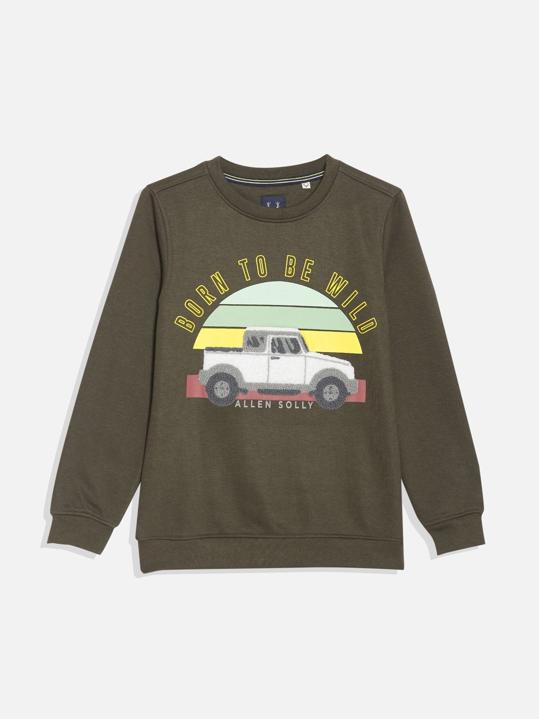 

Allen Solly Junior Boys Graphic Printed Round Neck Long Sleeves Sweatshirt, Olive